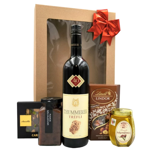 „Wine & Sweets - Red„ bor ajándékcsomag rendelés - ajándék házhozszállítás