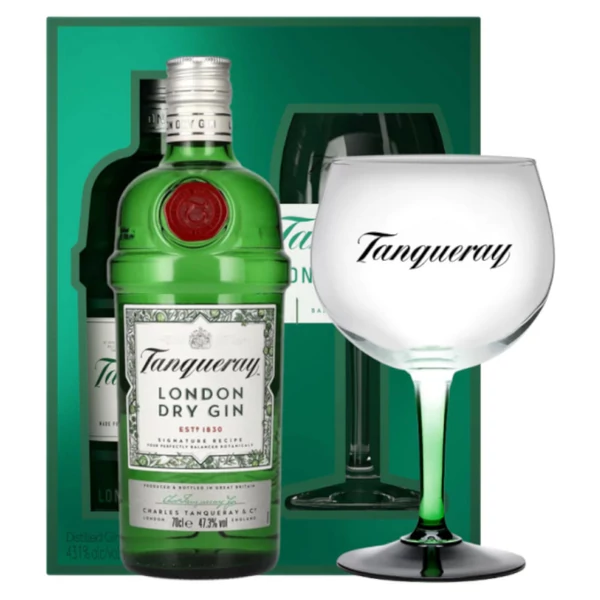 TANQUERAY London Dry gin dd + pohár (0,7l - 43,1%)  - Ital Rendelés - Ital Házhozszállítás - Ital Park