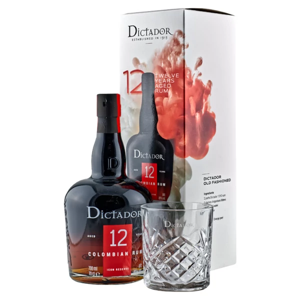 DICTADOR 12 Years rum PDD + pohár (0,7l - 40%) - Ital Rendelés - Ital Házhozszállítás - Ital Park