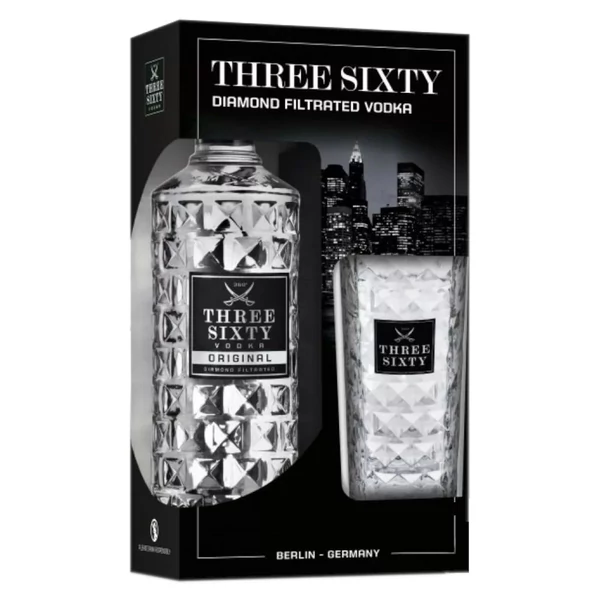 THREE SIXTY vodka PDD + pohár (0,7l - 37,5%) - Ital Rendelés - Ital Házhozszállítás - Ital Park