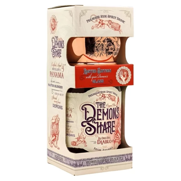 THE DEMON'S SHARE  3 Years El Oro del Diablo rum + dd, pohár (0,7l - 40%) - Ital Rendelés - Ital Házhozszállítás - Ital Park