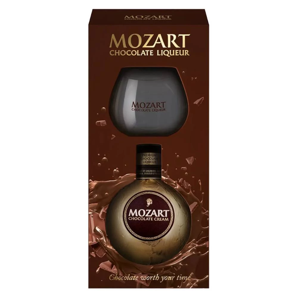 MOZART Chocolate Cream likőr + dd, pohár (0,5l - 17%)