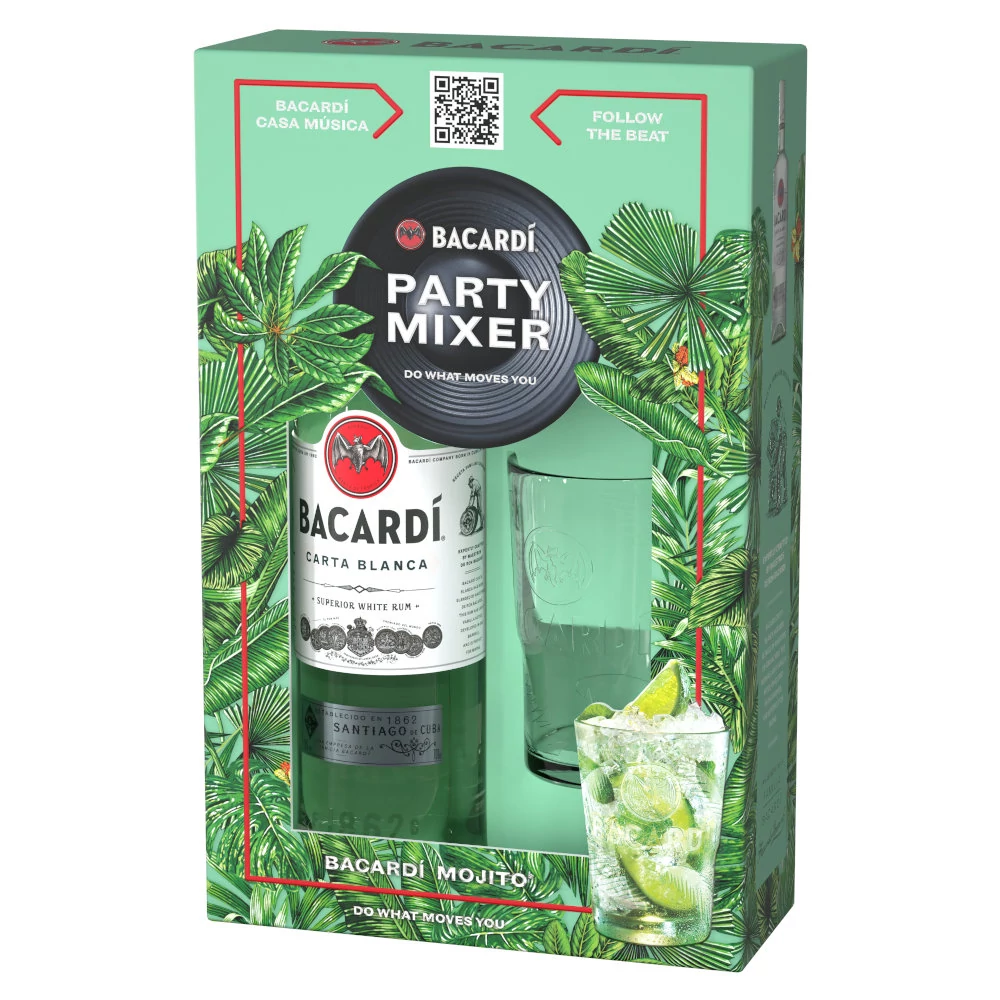 BACARDI Carta Blanca rum + dd, pohár (0,7l - 37,5%)