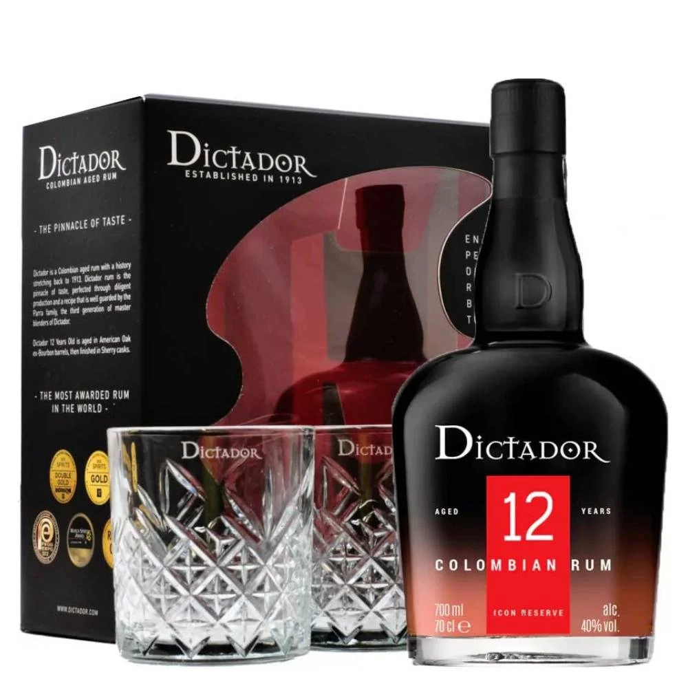 DICTADOR 12 Years rum + dd, pohár (0,7l - 40%)